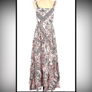 Anthropologie Mabel the Label Bohemian Print Maxi Dress - Pink and Black